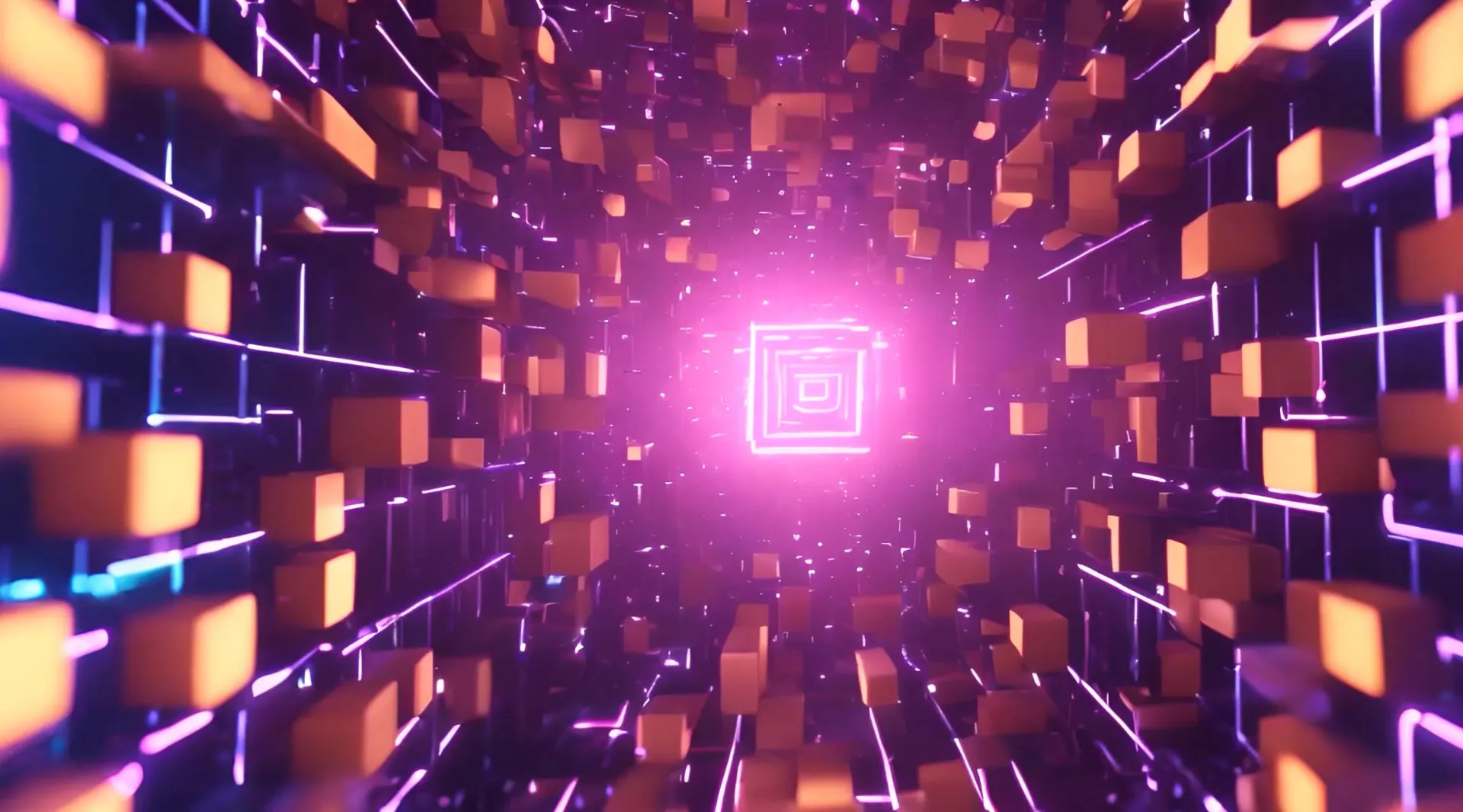 Futuristic Cube Tunnel Dynamic Stock Video